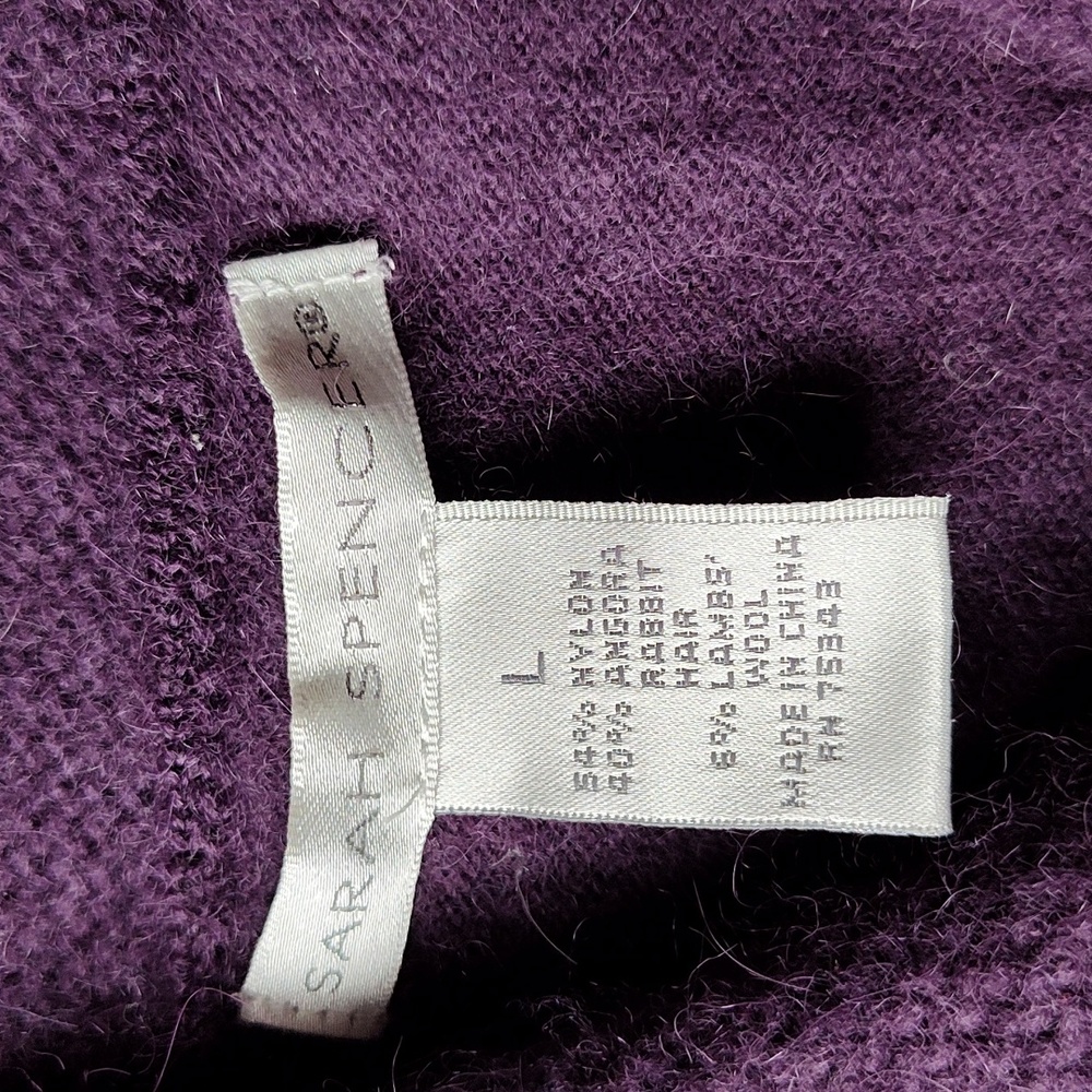 Sarah Spenser Angora and lambswool split neck collared sweater size L - Picture 2 of 8